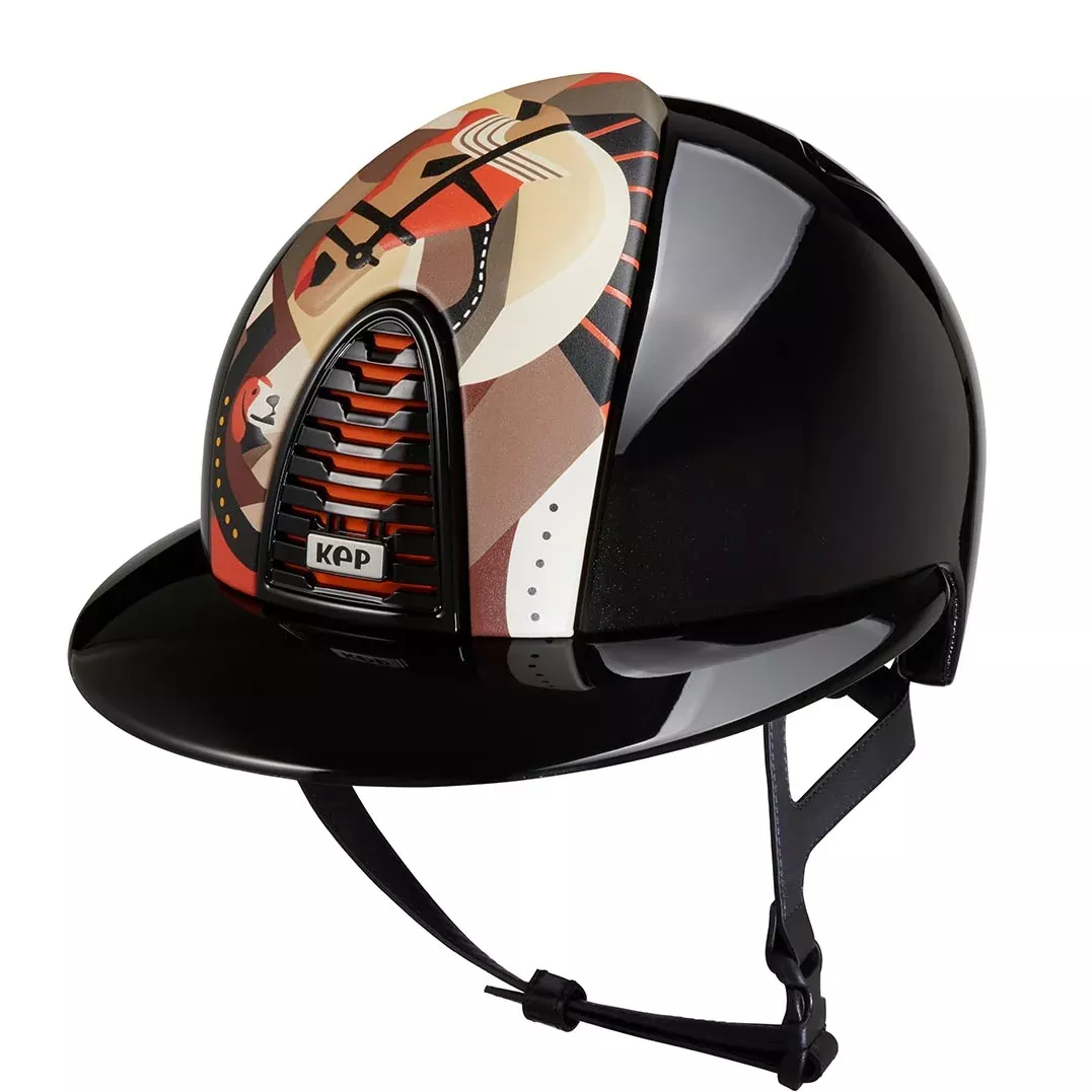 Riding Helmet Cromo 2.0 Black Polish Pegasus Front Insert with Polo Peak