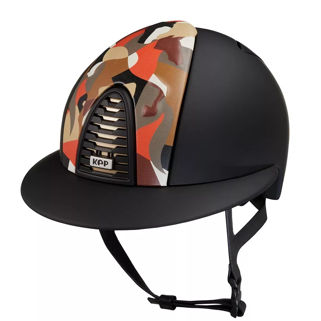 Riding Helmet Cromo 2.0 Black Textile Vikings Leather Insert with Polo Peak