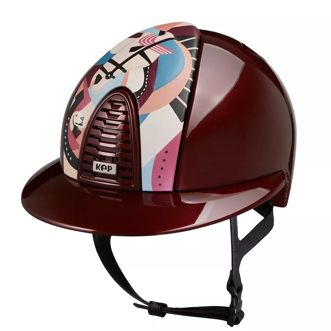 Riding Helmet Cromo 2.0 Burgundy Metal Pegasus Front Insert with Polo Peak