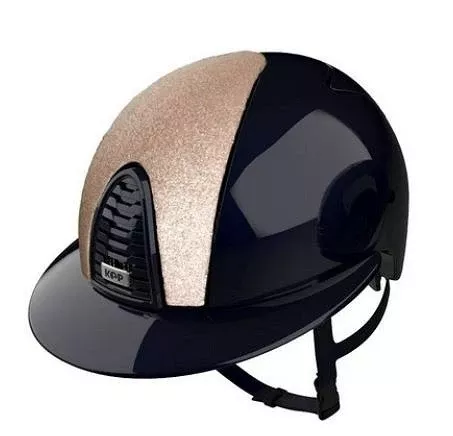 Riding Helmet Cromo 2.0 Polish Blue with Pink Star Fabric Front Insert