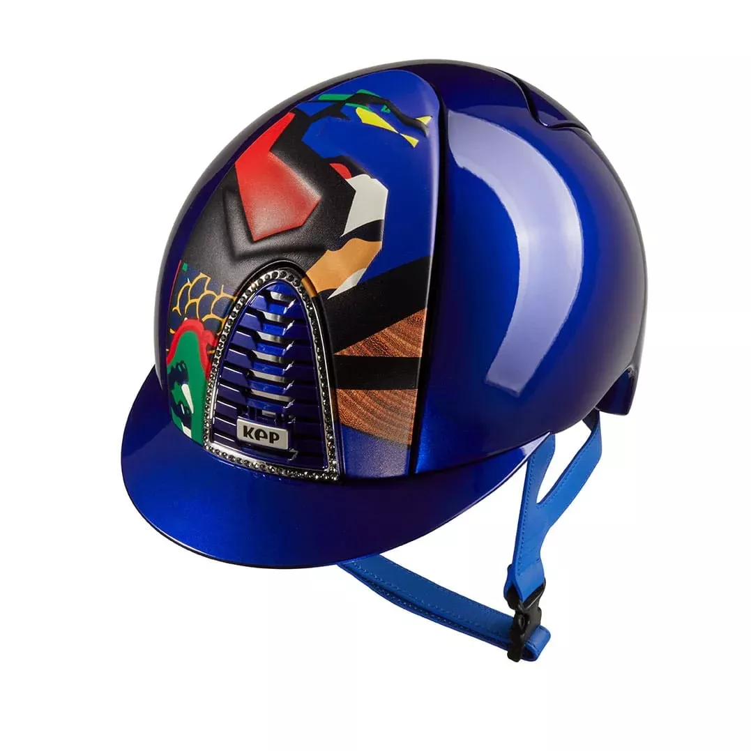 Riding Helmet Cromo 2.0 Polish Blue with Zodiac Collection Dragon Insert