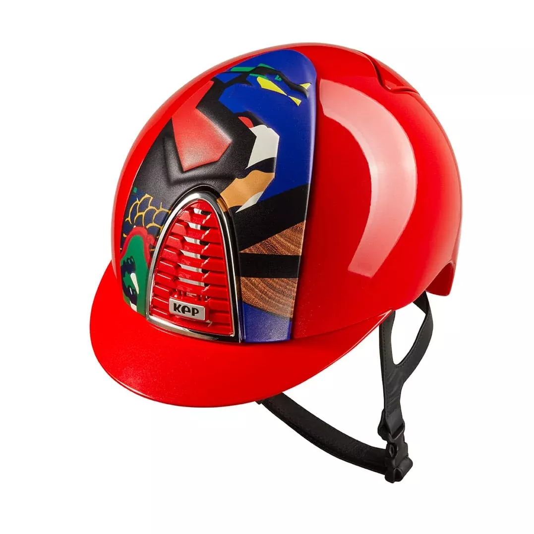 Riding Helmet Cromo 2.0 Red Polish with Zodiac Collection Dragon Insert