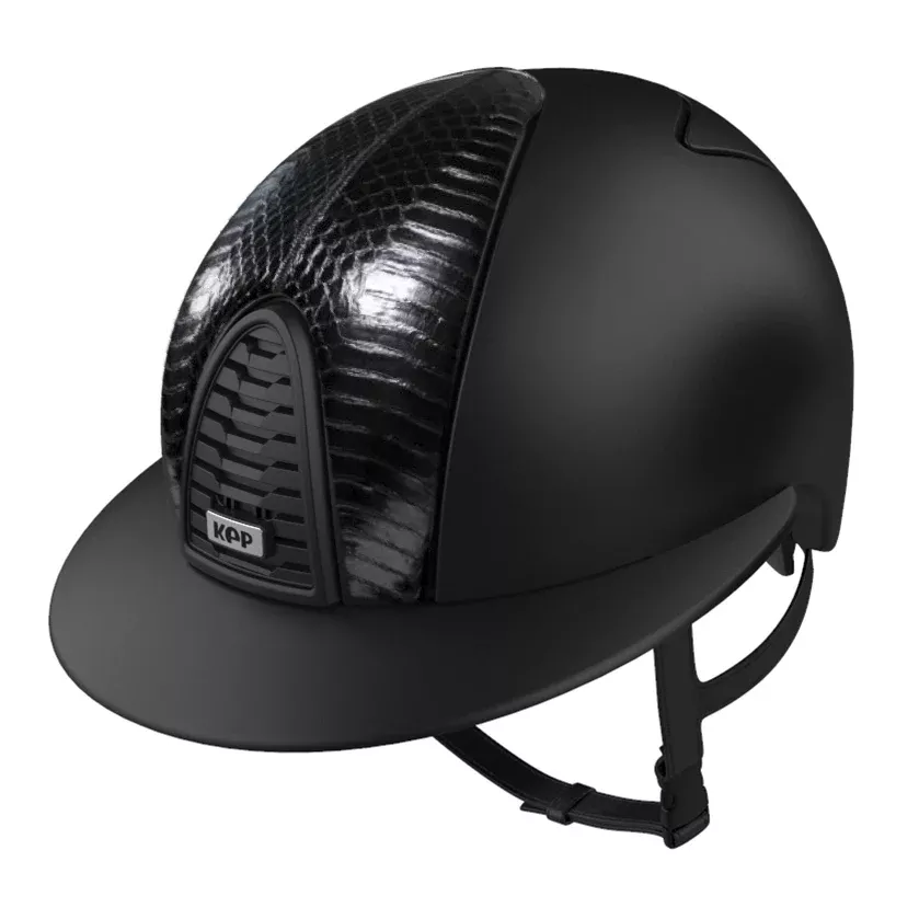Riding Helmet Cromo 2.0 Textile Black with Front Glossy Snake Insert & Polo Visor
