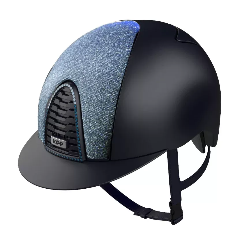 Riding Helmet Cromo 2.0 Textile Blue with Galassia Insert & Swarovski Frame