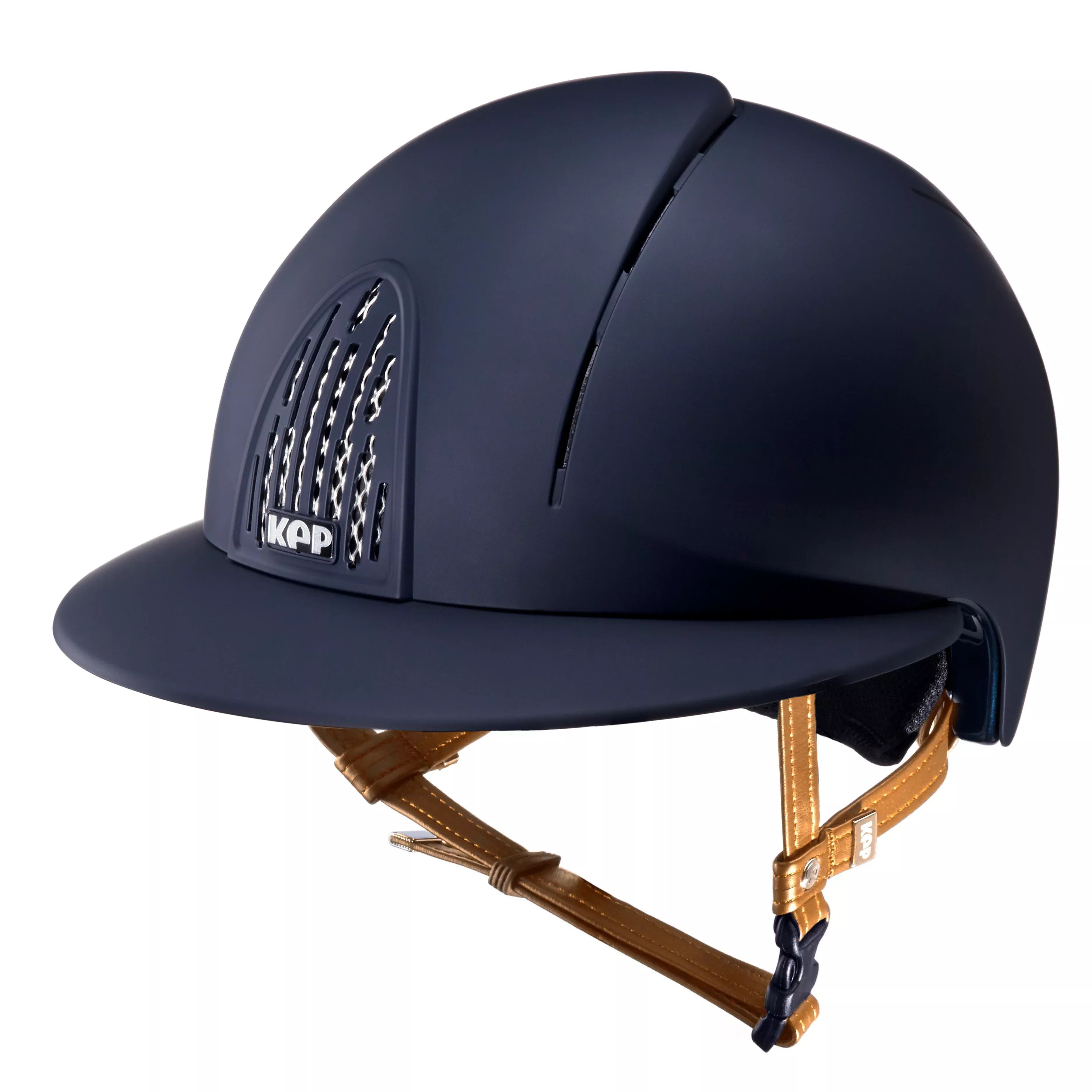 Riding Helmet Cromo Smart Polo Visor Helmet with Beige Chin Strap