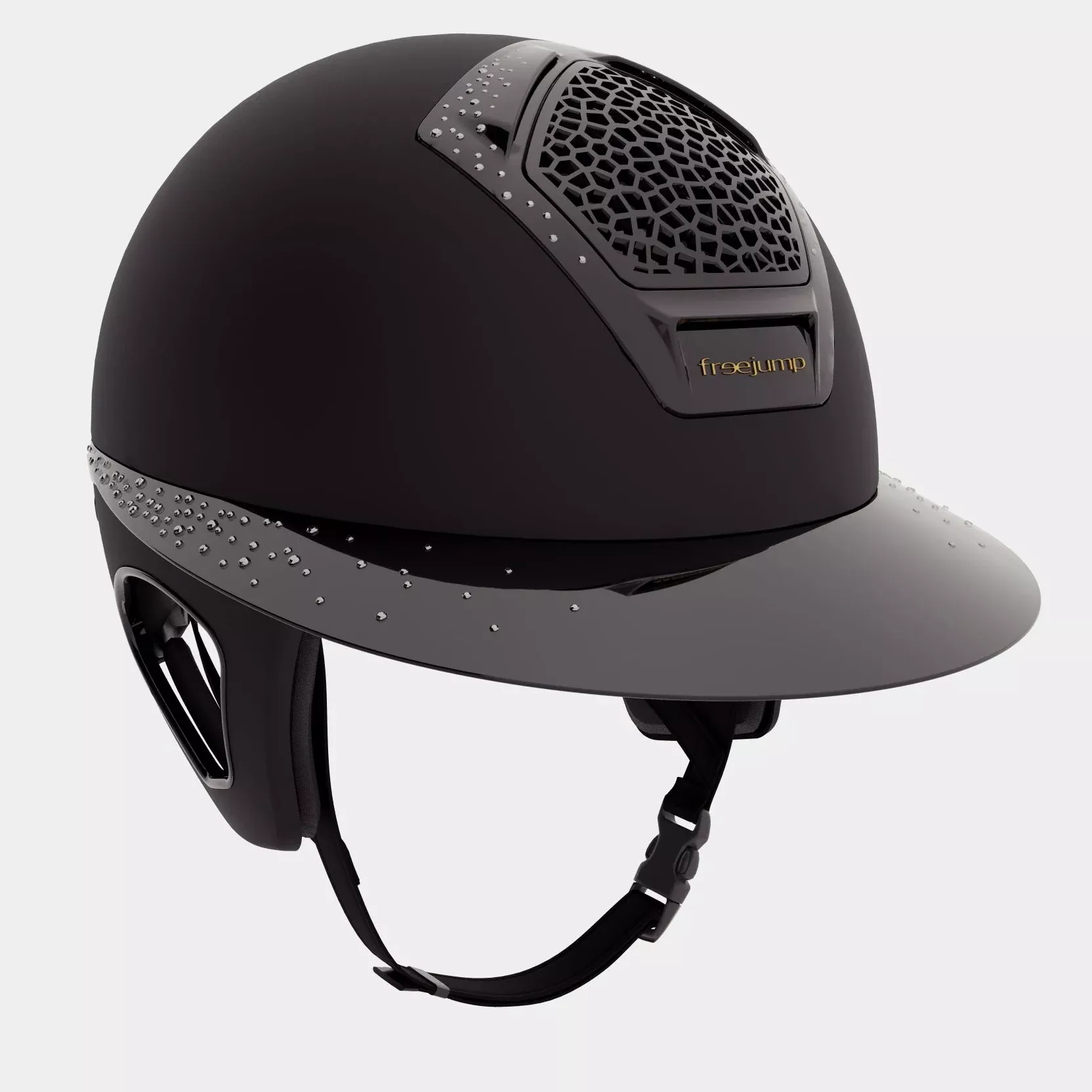 Riding Helmet Matt Voronoi Precious Crystals with Temple Protection