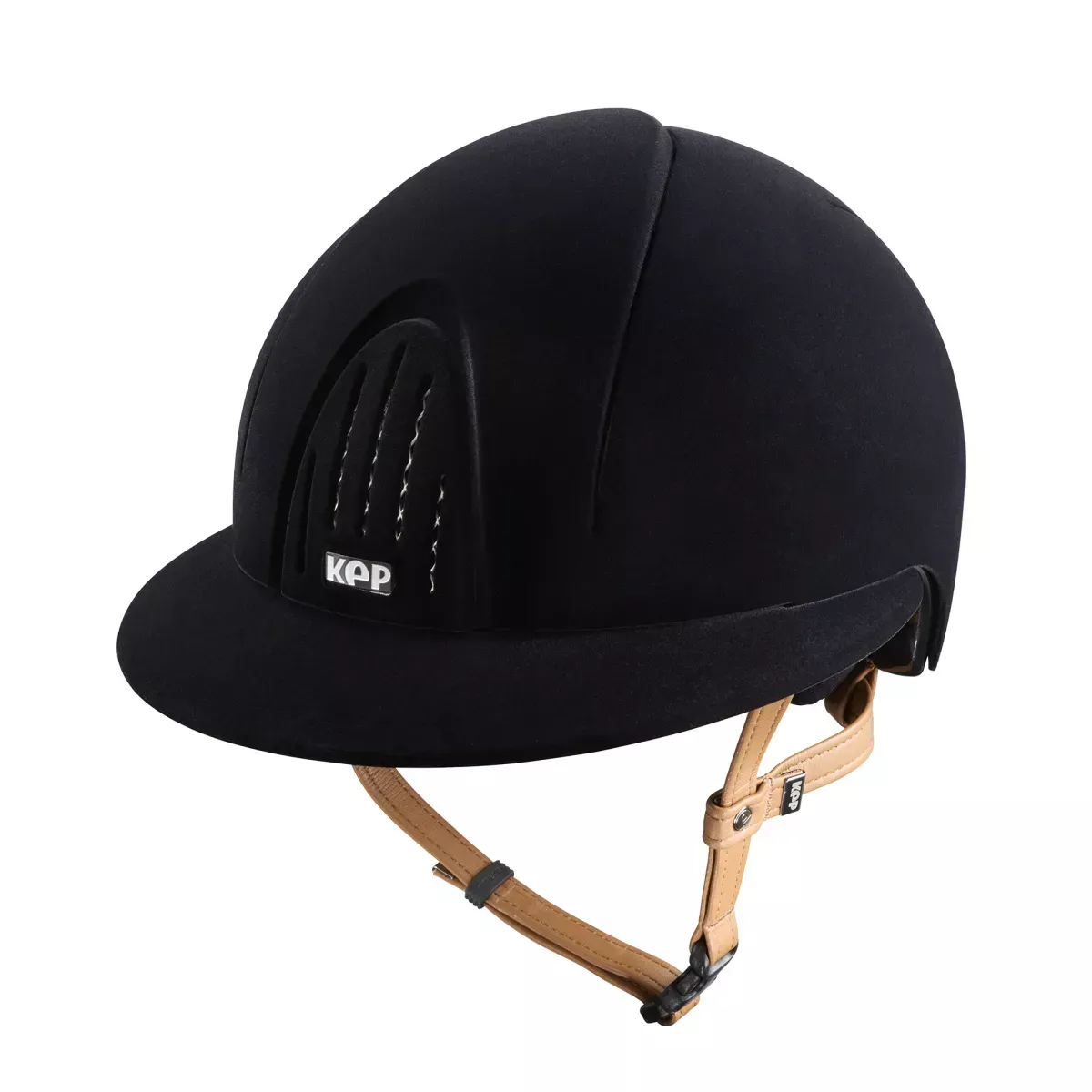 Riding Helmet Smart Nova Velvet Polo Visor with Beige Chinstrap