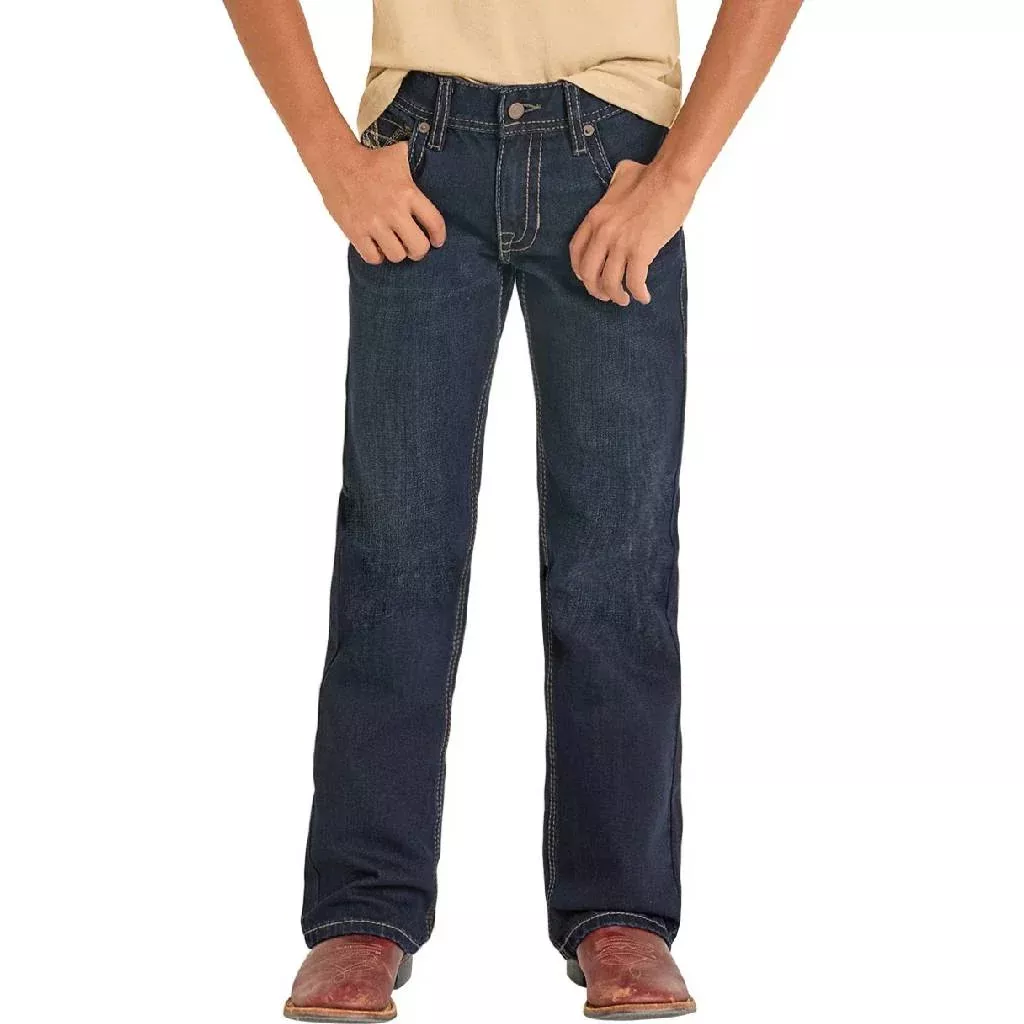 Rock & Roll Denim Boy's Raised Denim Embroidered Boot Cut Jean