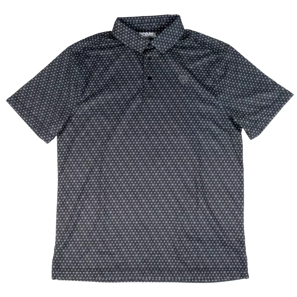 Rock & Roll Denim Men's Black Geo Polo Shirt