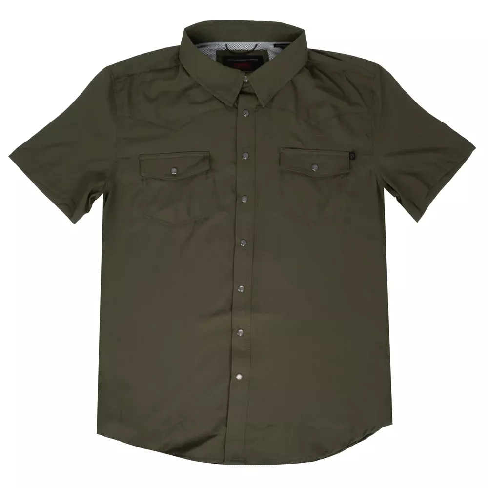 Rock & Roll Denim Men's Tek Pearl Snap Shirt - Olive