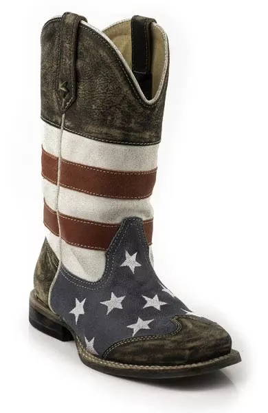 Roper American Flag Square Toe Western Boot- Kid's