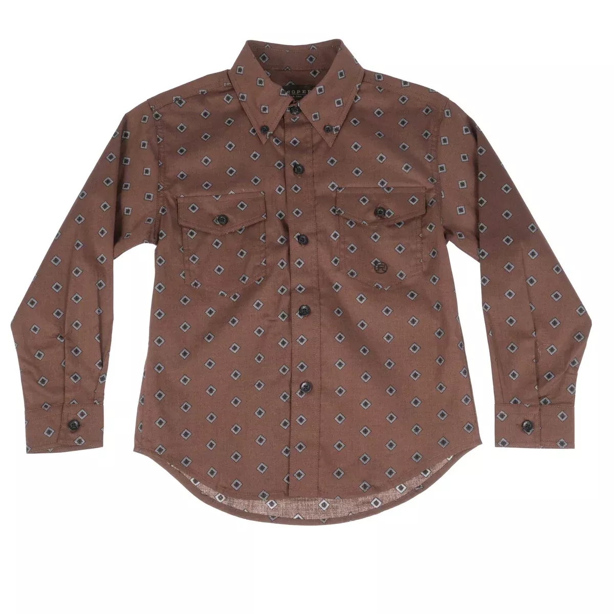 Roper Boy's Poplin Diamond Print Western Shirt