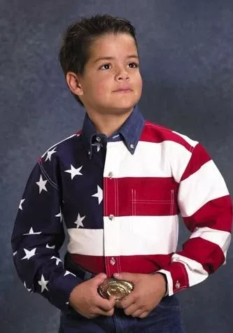 Roper Cotton American Flag Western Shirt - Boys