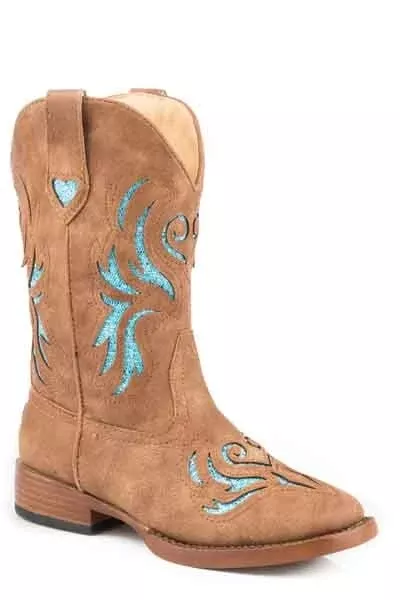Roper Glitter Breeze Wide Square Toe Western Boot- Girl's