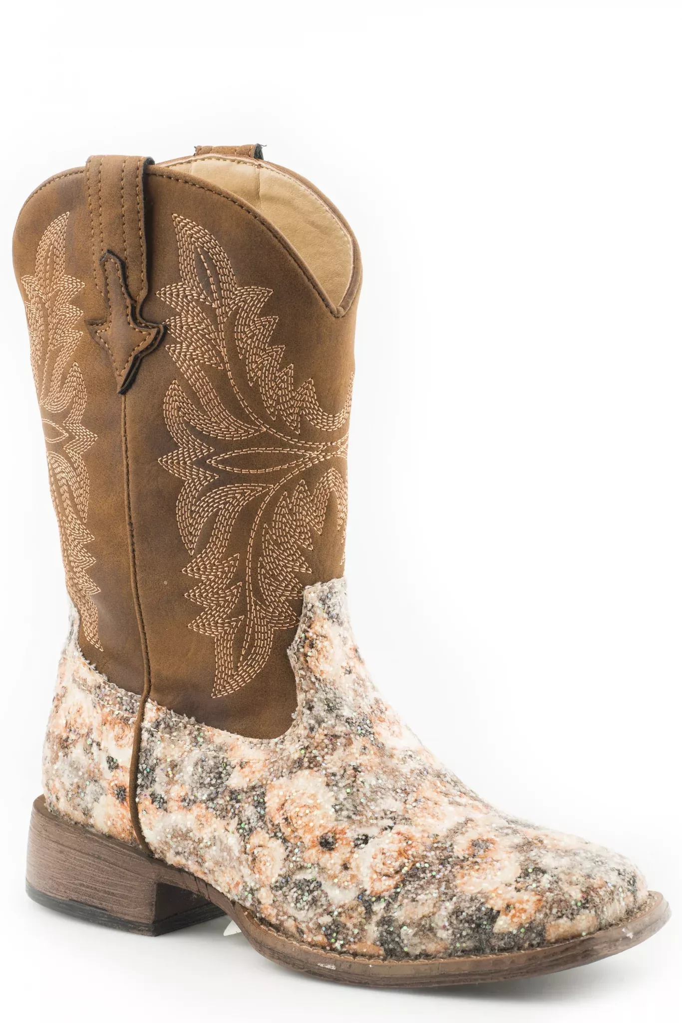 Roper Lola Brown Square Toe Western Boots-Kids