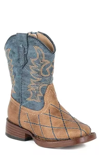 Roper Toddler Cross Cut Wide Square Toe Cowboy Boots
