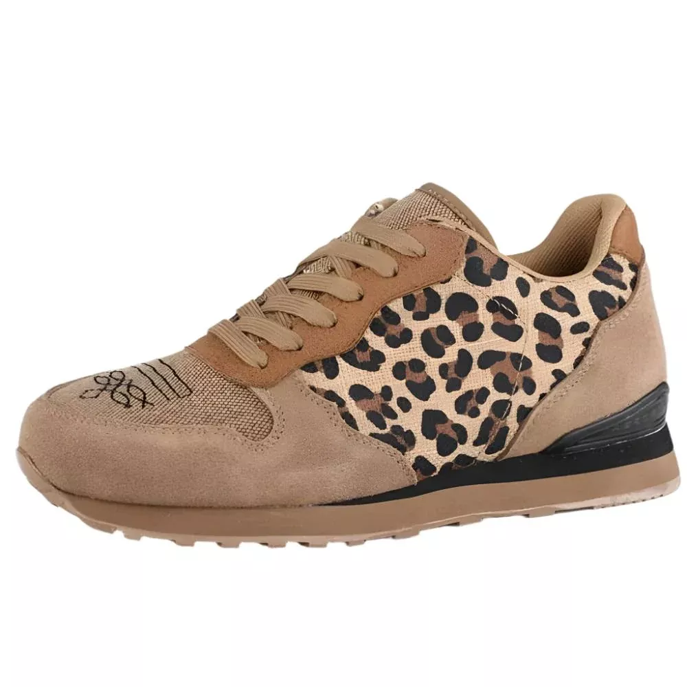 Roper Women's Suede Cowhide & Leopard Canvas Jogger Sneakers