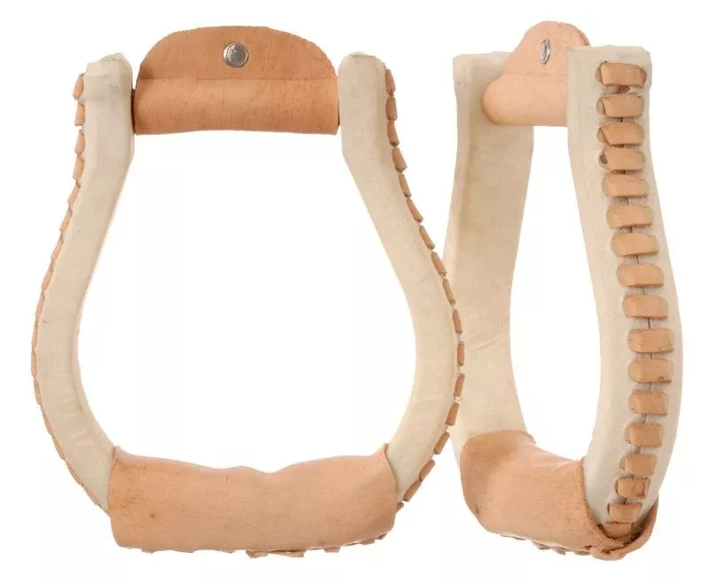 Royal KingLeather Laced 1" Wide Rawhide Oxbow Stirrups with 3" Neck
