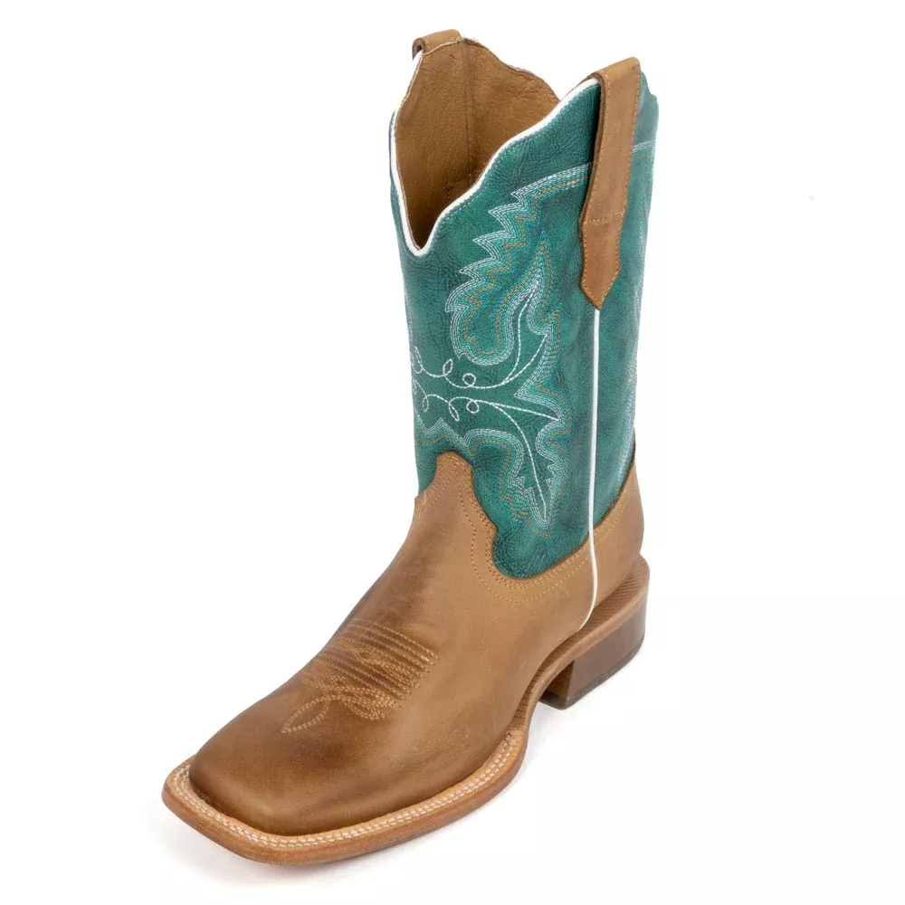 RW Ranch Women's Turquoise Cowhide Square Toe Boot