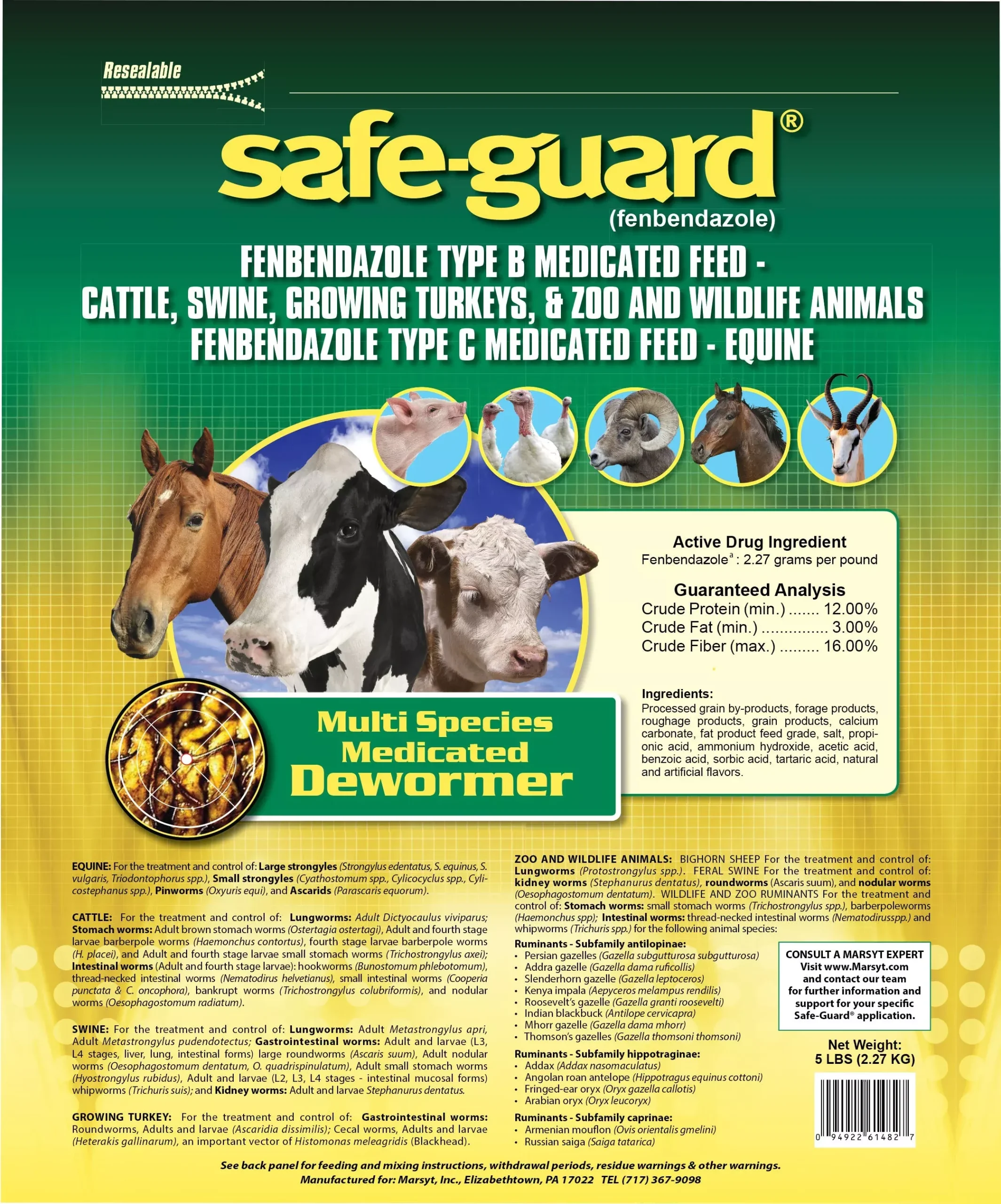 Safe-guard 0.5% Multi-species Dewormer 5 LB