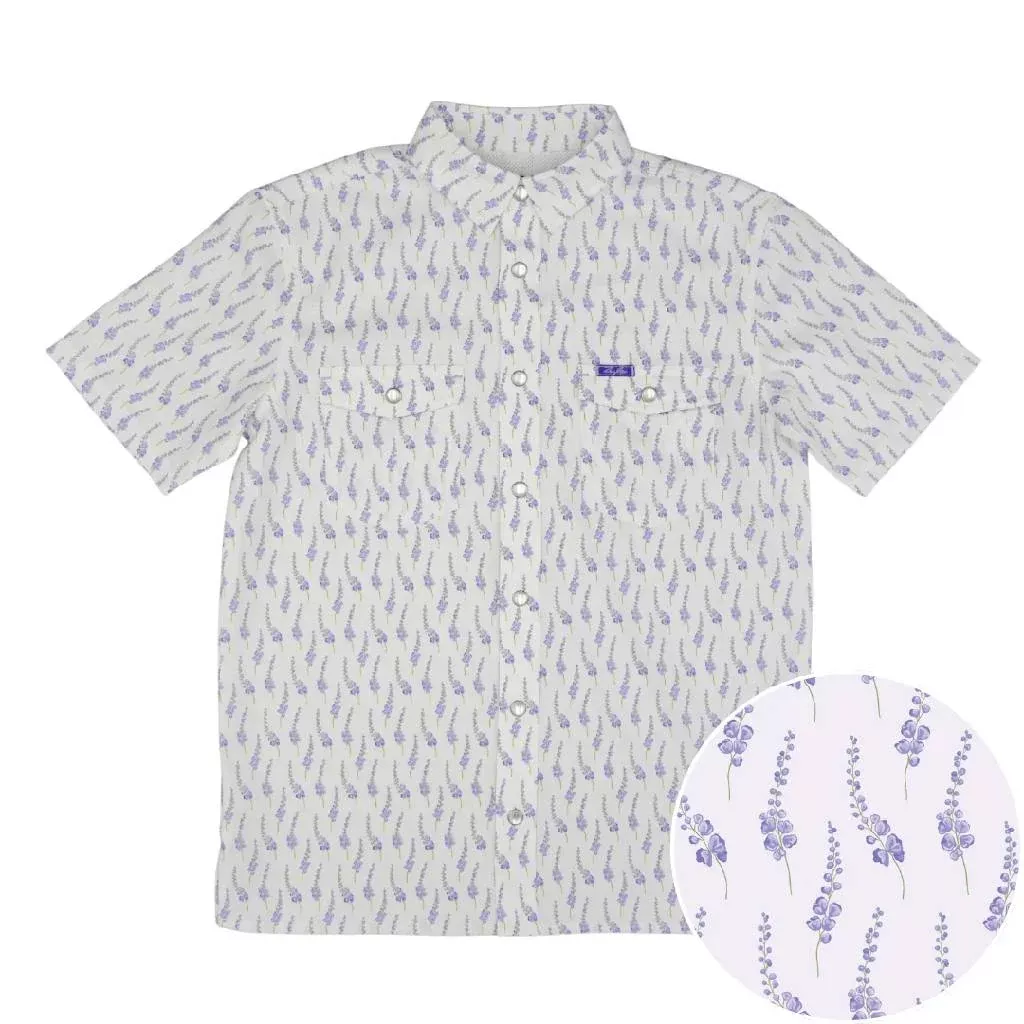 San Jac Boy's Lone Star Bloom Blue Bonnet Performance Snap Shirt
