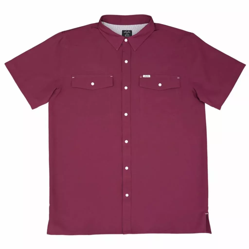 San Jac Boy's Maroon Performance Snap Shirt