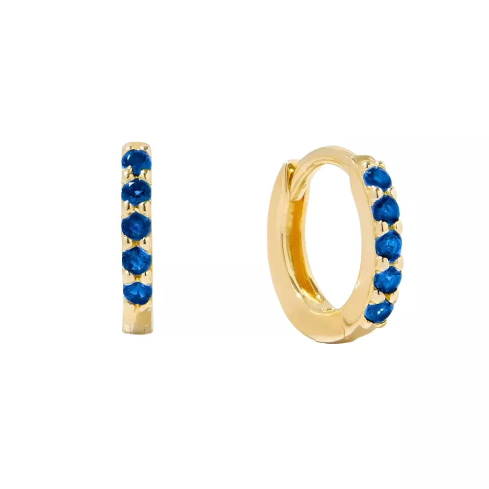 Sapphire and Gold Huggie Hoop Earrings