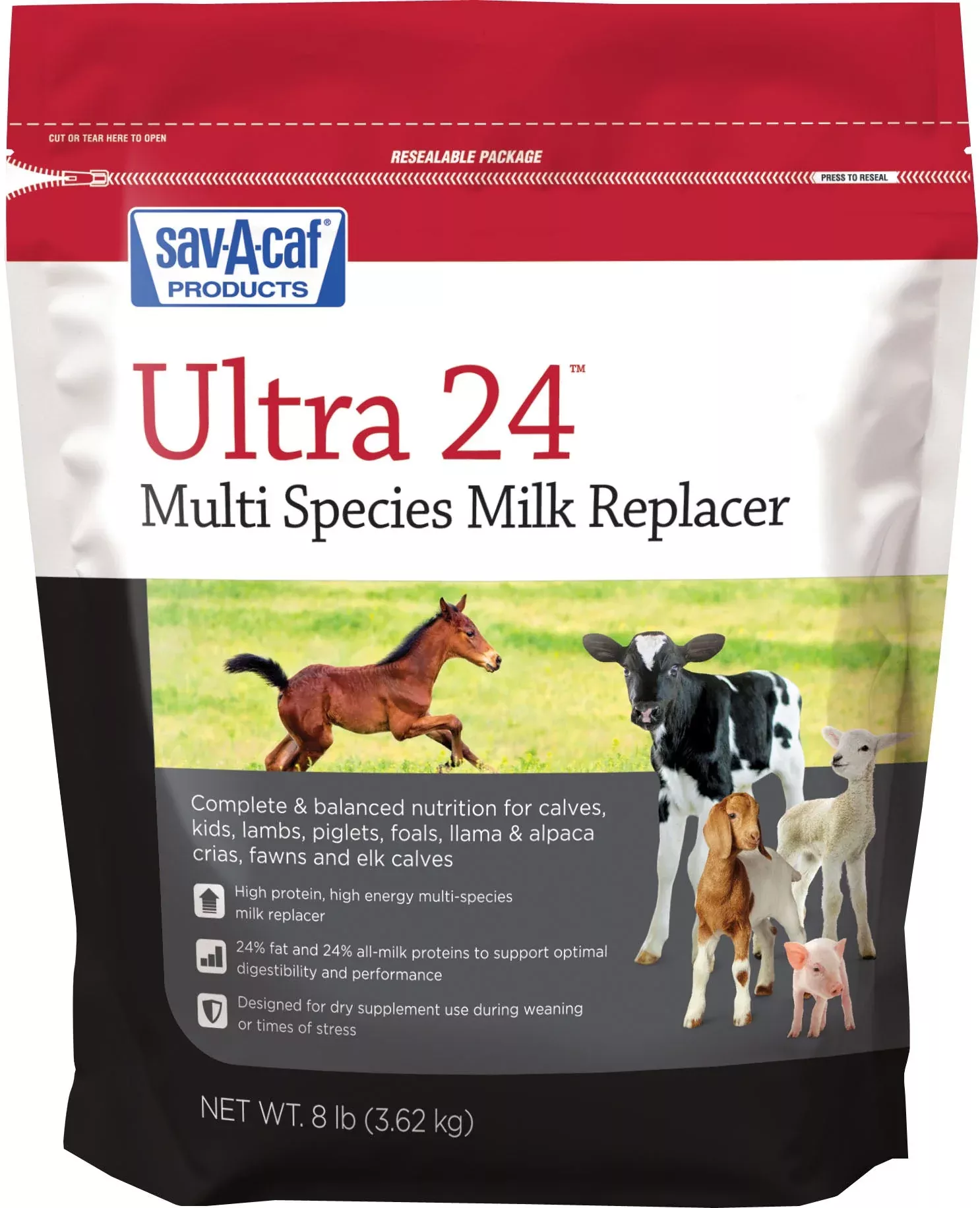 Sav-A-Caf Grade A Ultra 24 Multi Species Milk Replacer, 8 LB