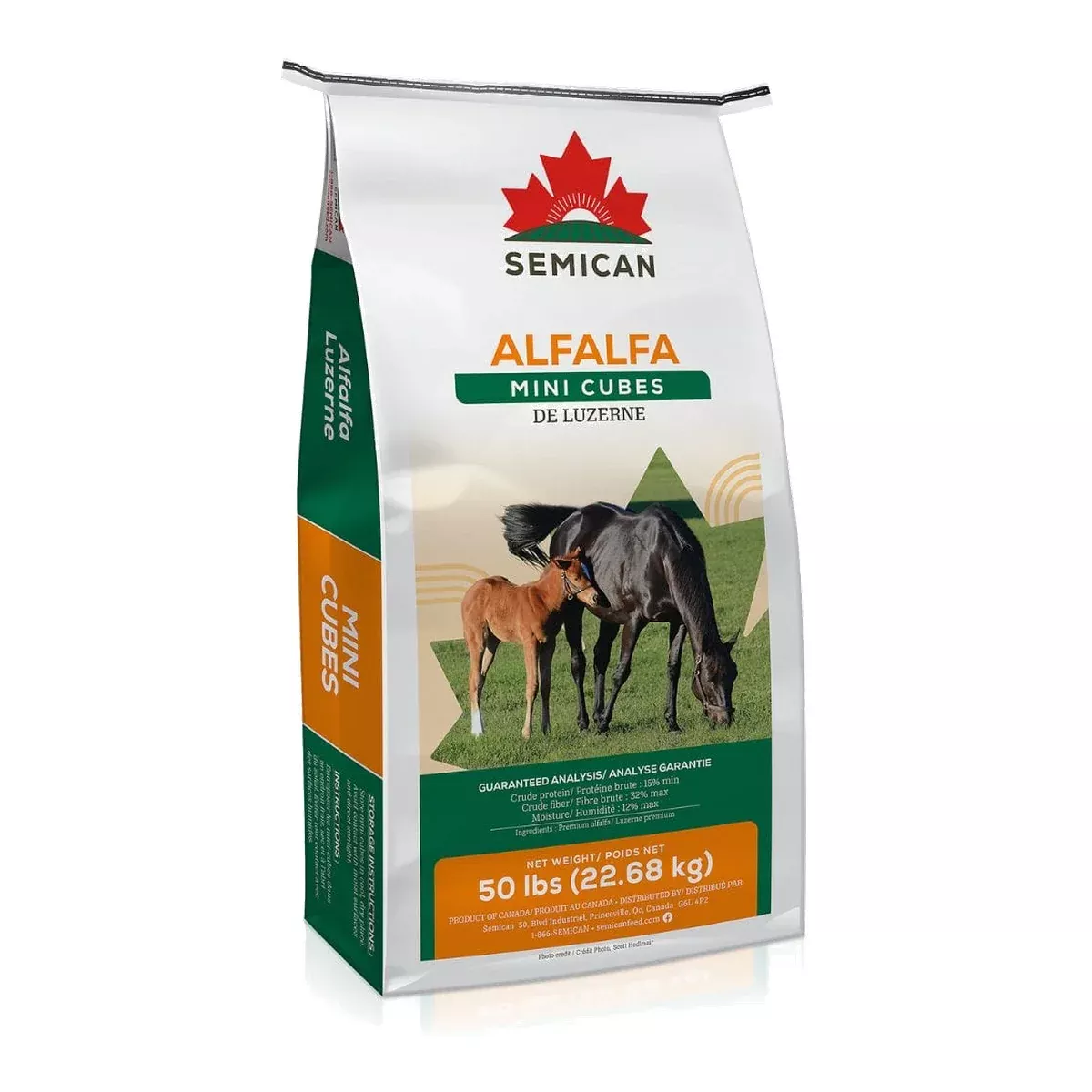 Semican Mini Alfalfa Cubes Horse Feed, 50 lb