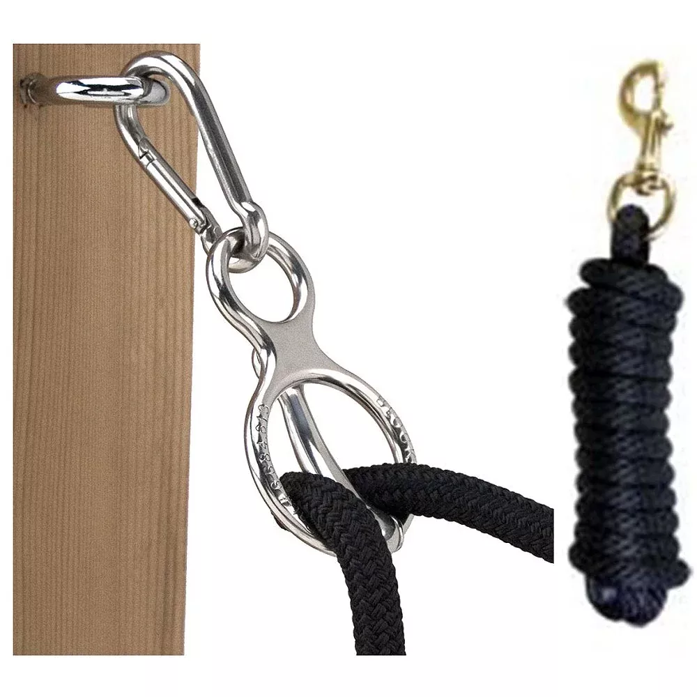 [ Set Of 2 ] Blocker Tie Ring || Horse Chrome + Pc 10' Poly Lead Rope
