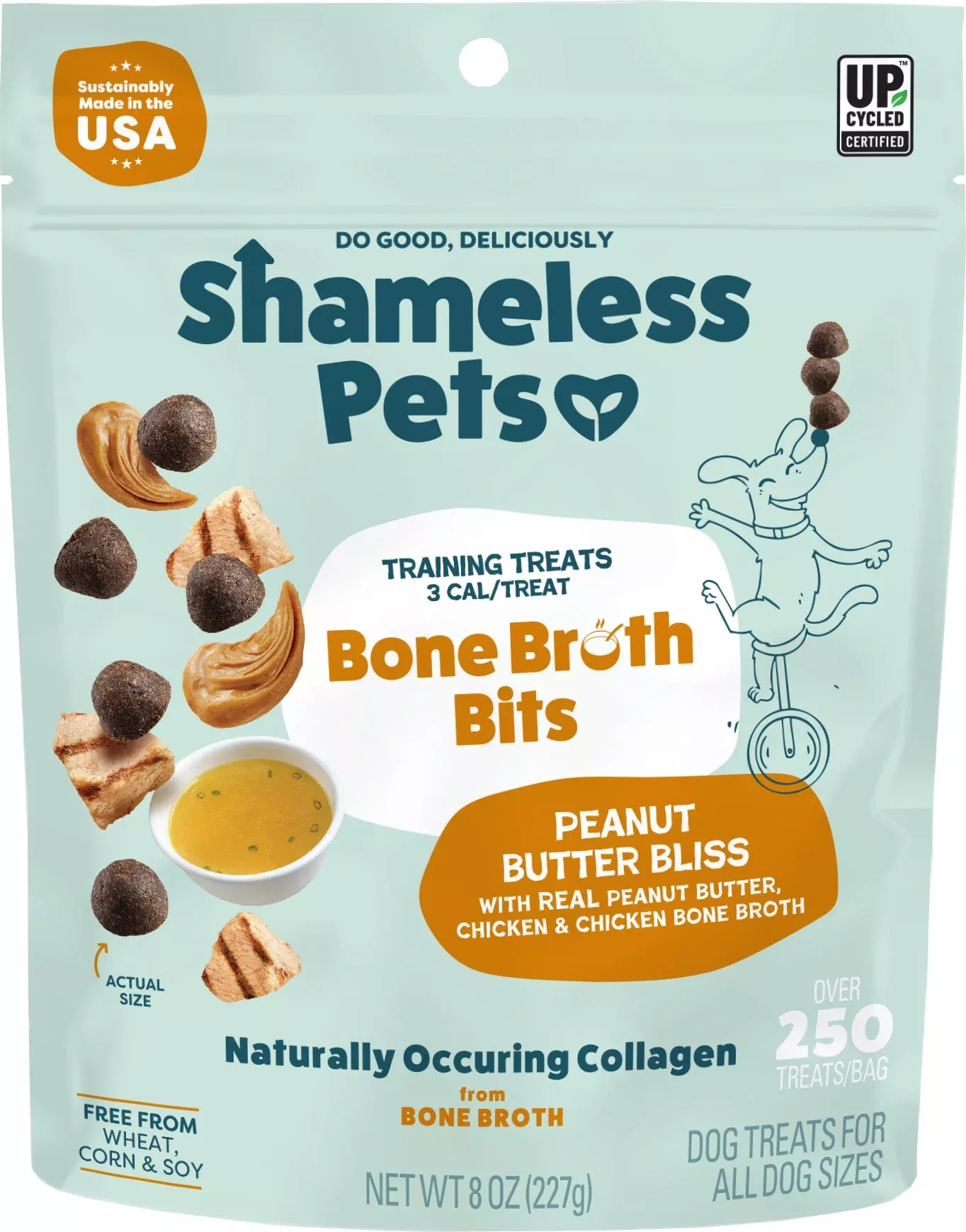 Shameless Pets Bone Broth Dog Training Treats, Peanut Butter, 8 oz