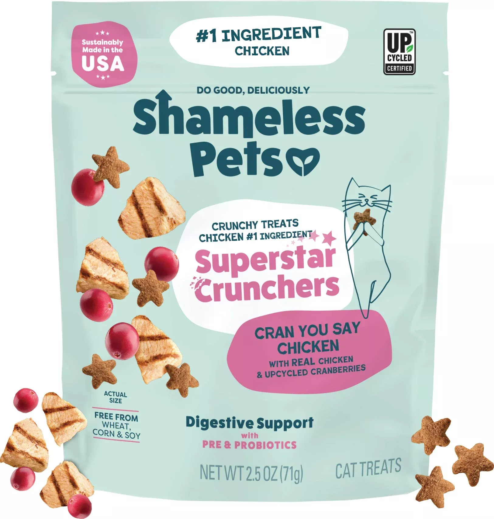 Shameless Pets Crunchy Cat Treats, Chicken, 2.5 oz