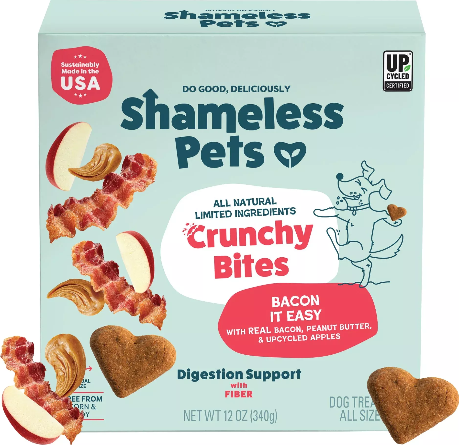 Shameless Pets Dog Crunchy Bites Bacon/Peanut Butter/Apple 12 Oz