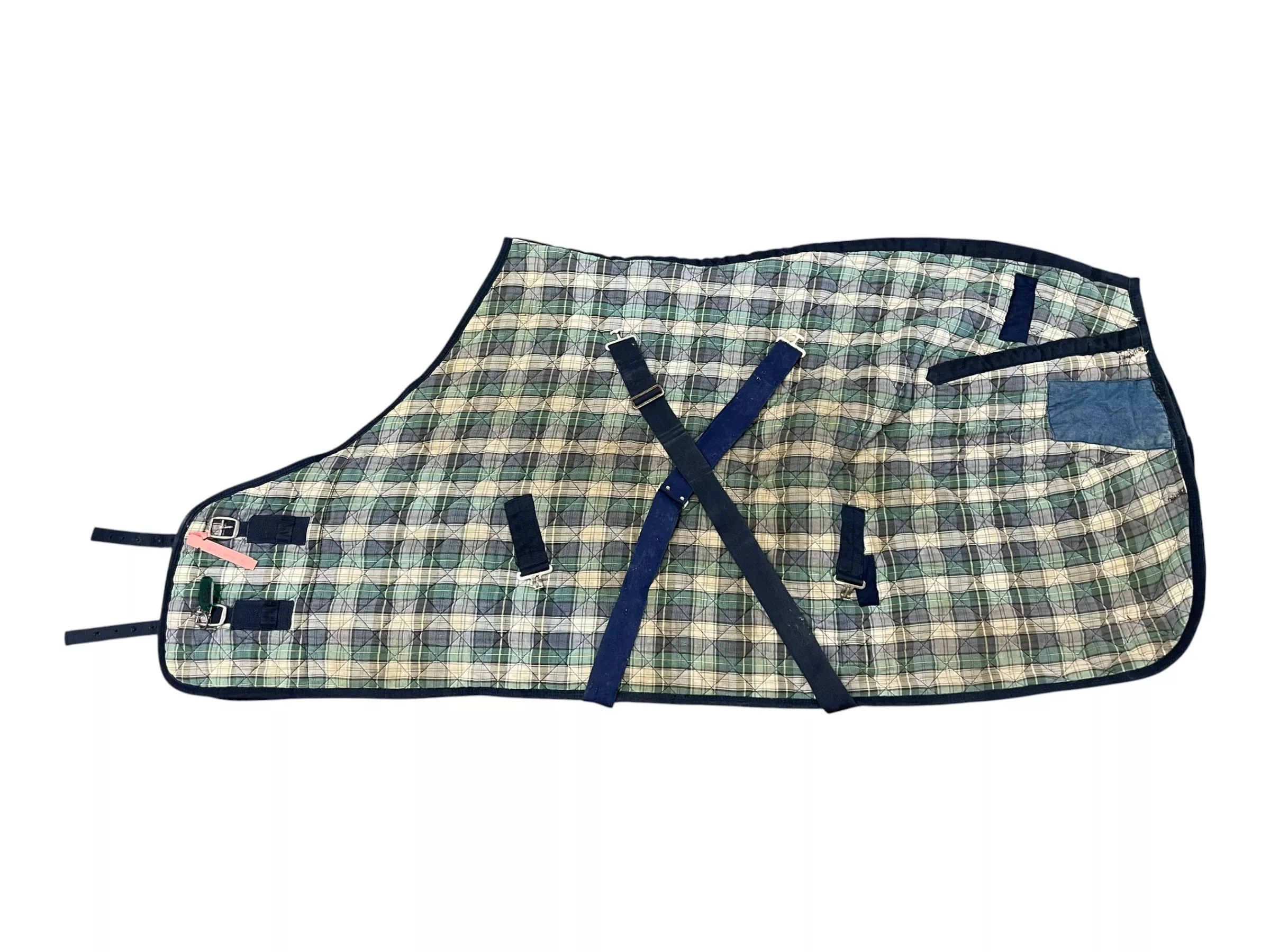 Shedrow Stable Blanket - Green/Blue - Approx 68" / Midweight - USED