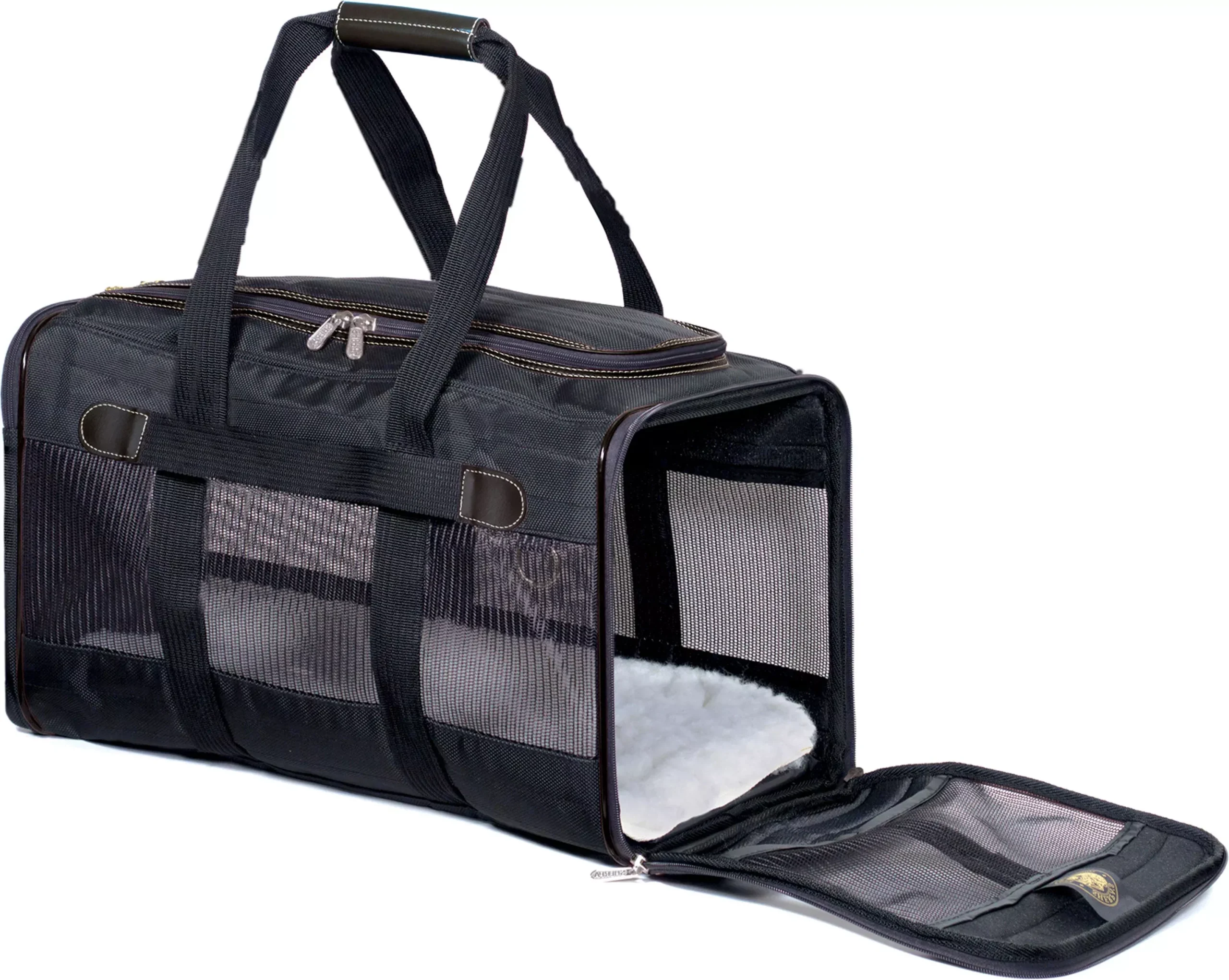 Sherpa Deluxe Guaranteed On Board Soft Pet Carrier, Medium, Black