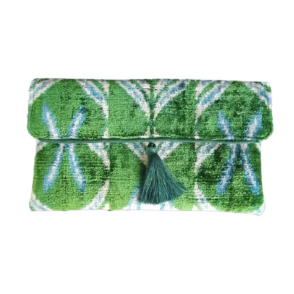 Silk Velvet Ikat Clutch