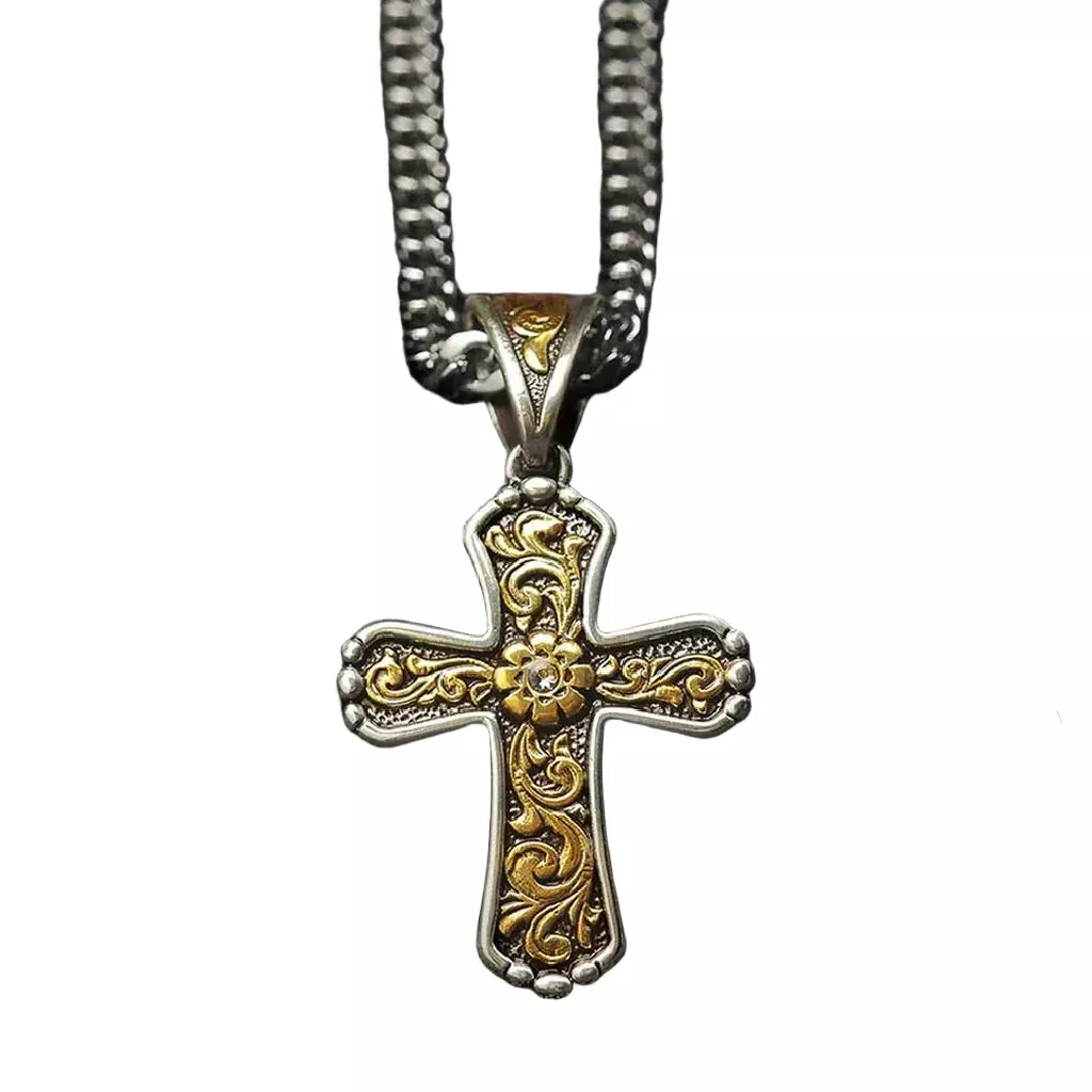 Silver & Gold Cross Necklace