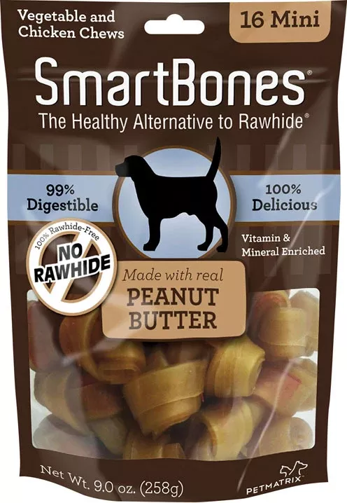 Smartbones Healthy Alternative Chews mini-16 PK Peanut Butter