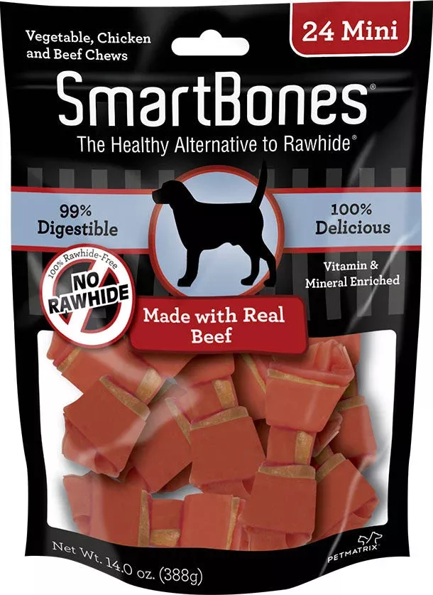 SmartBones Healthy Alternative Chews, Mini, 24 Pack, Beef