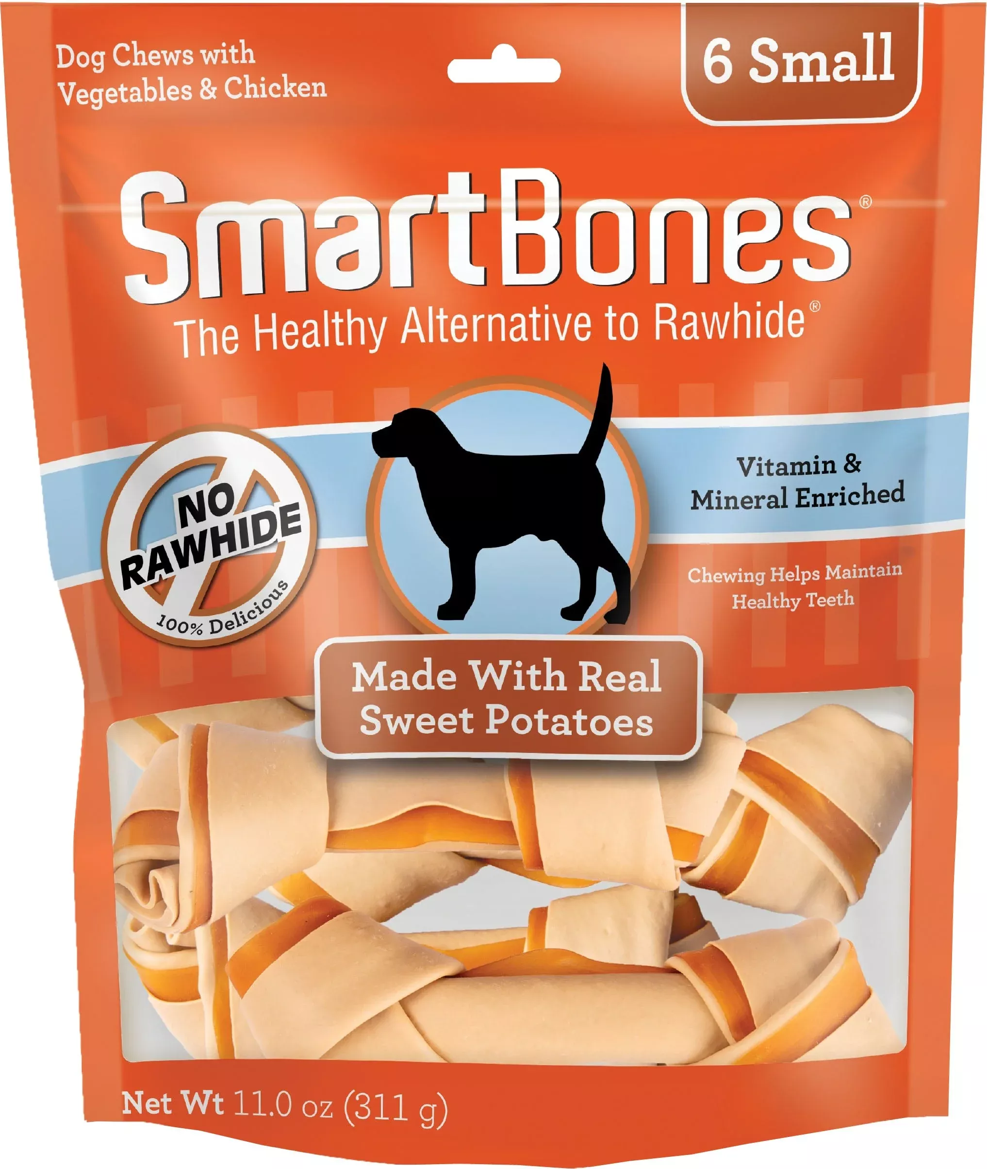 SmartBones Healthy Alternative Chews, Sweet Potato, Small, 6 Pack