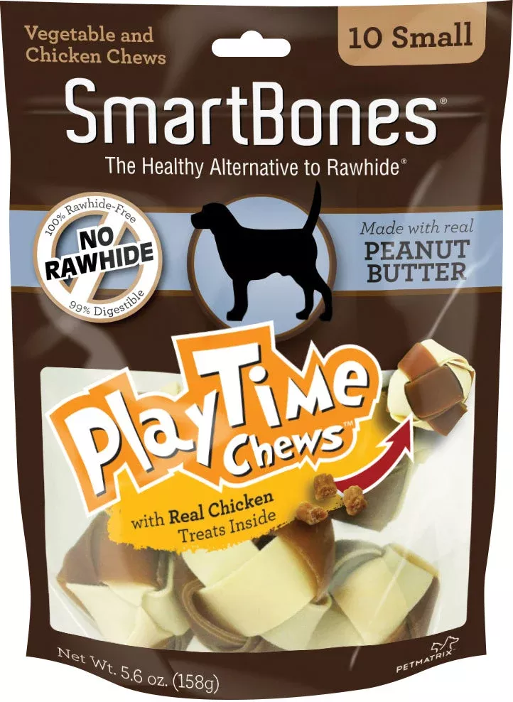 SmartBones Playtime Chews, Small, Peanut Butter, 10 Pack