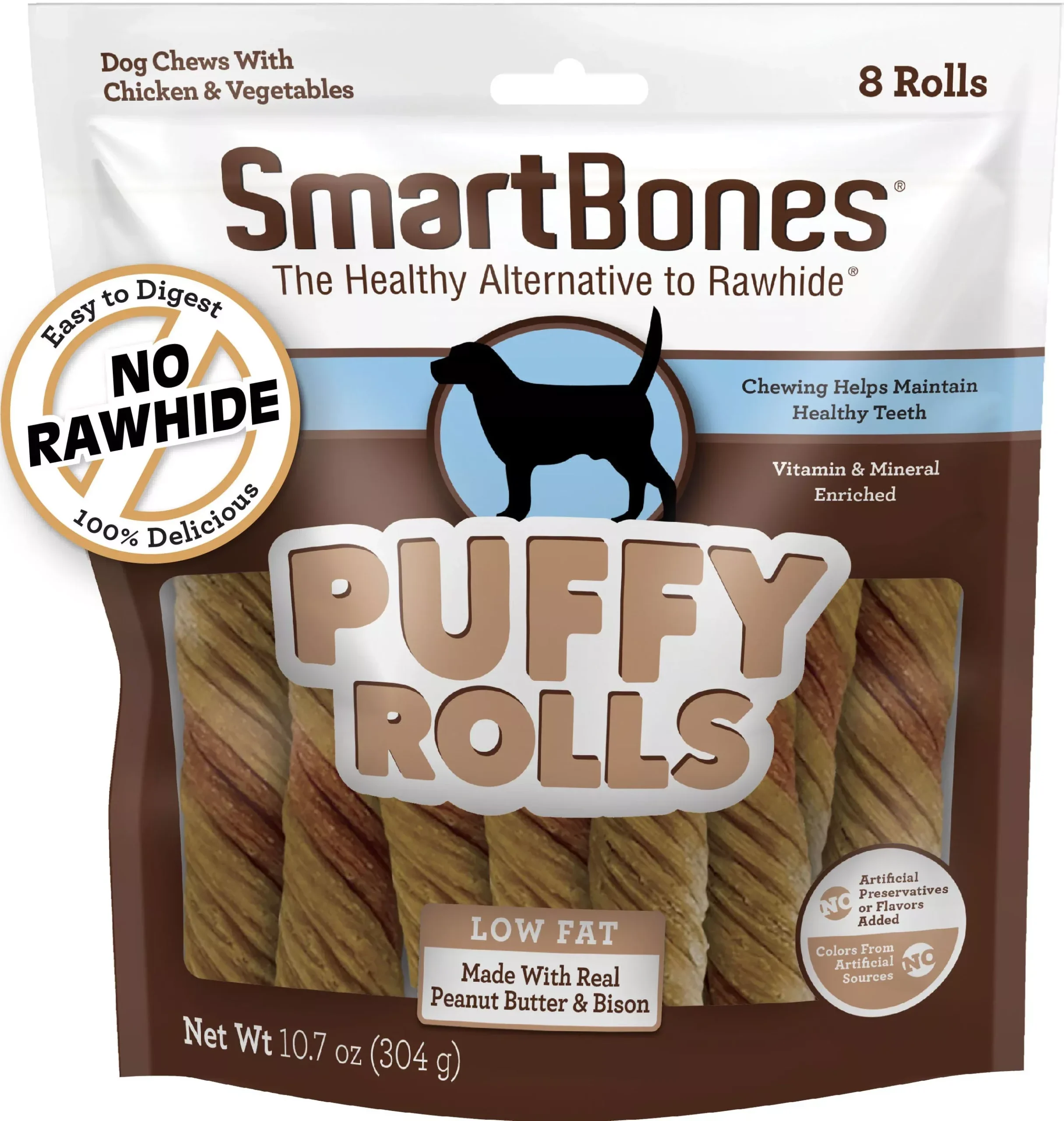 SmartBones Puffy Rolls Peanut Butter Dog Chews 8 Pack