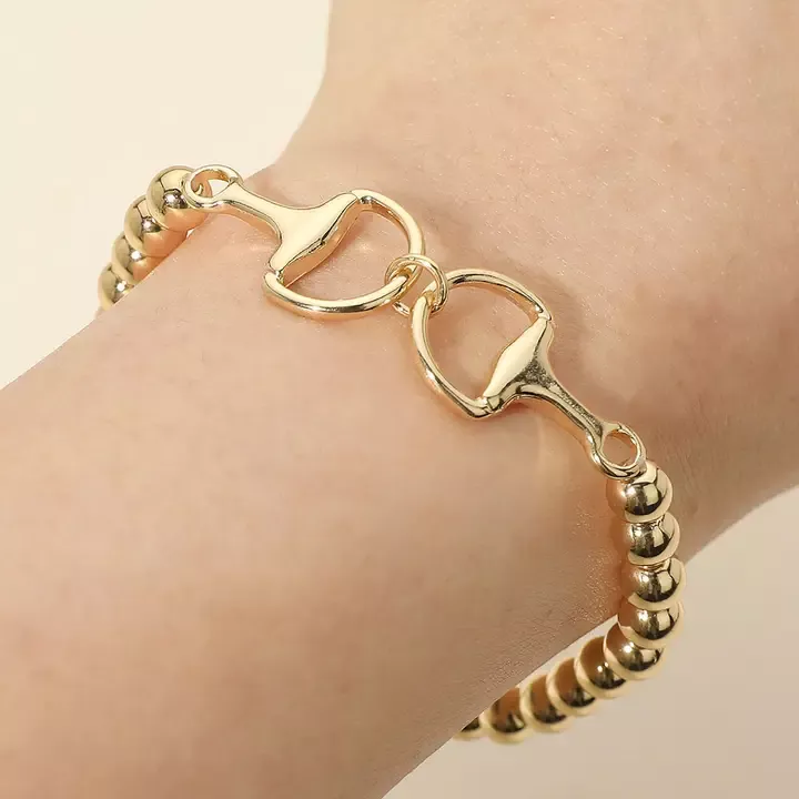 Snaffle Bit Beaded Stretch Bracelet