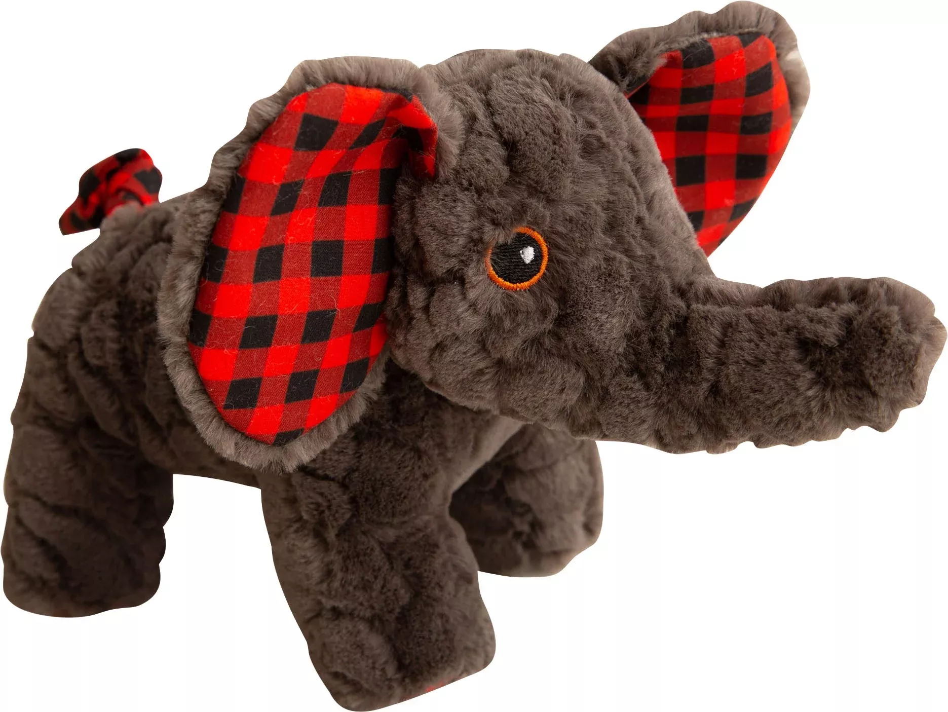 Snugarooz Eli the Elephant Dog Toy 8 in, Gray/Plaid