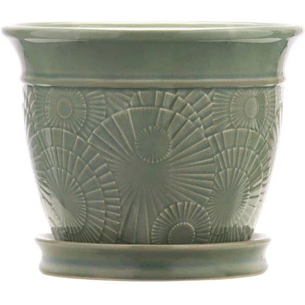 Southern Patio Annandale Ceramic Planter, Celadon, 8 in