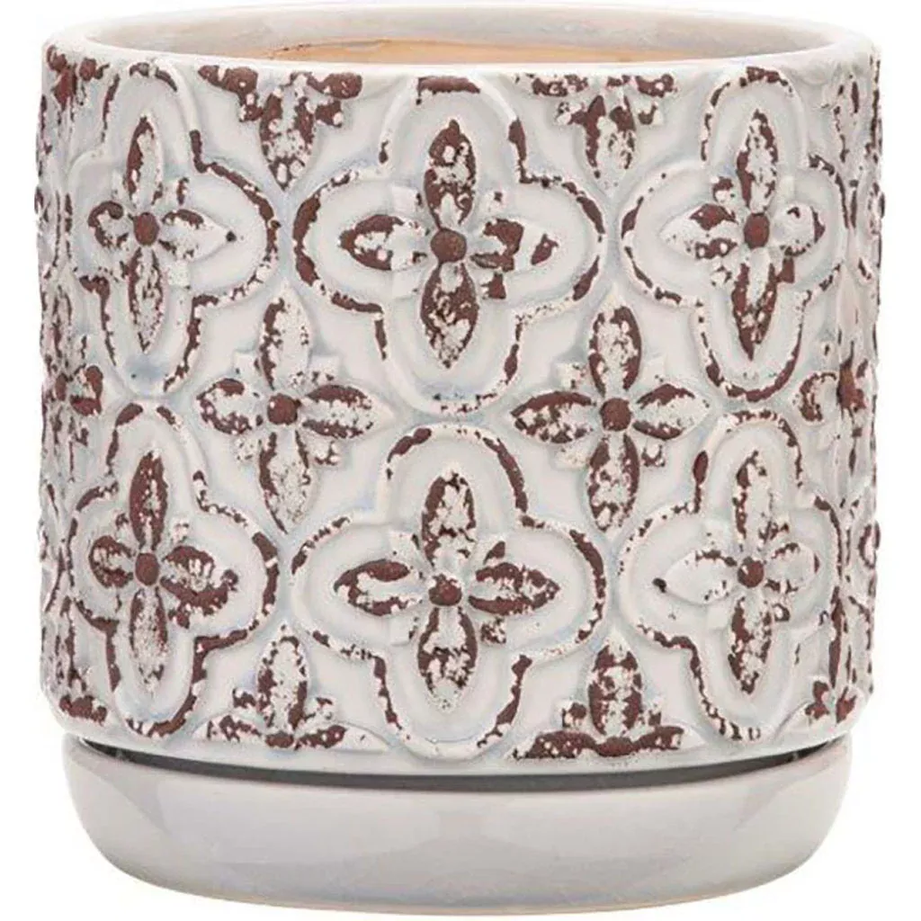 Southern Patio French Rustic Planter 8 in, White