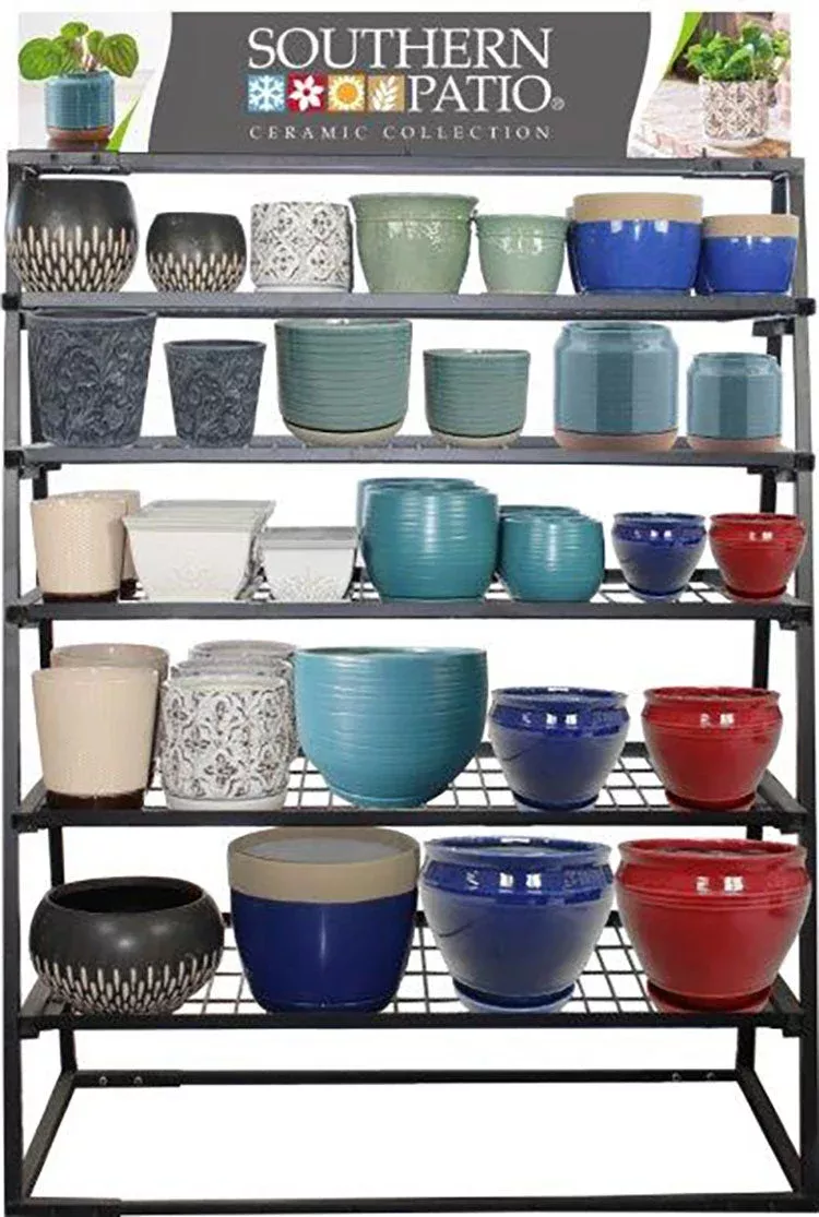 Southern Patio Indoor Ceramic Planter Display with Rack Assorted 92 Piece