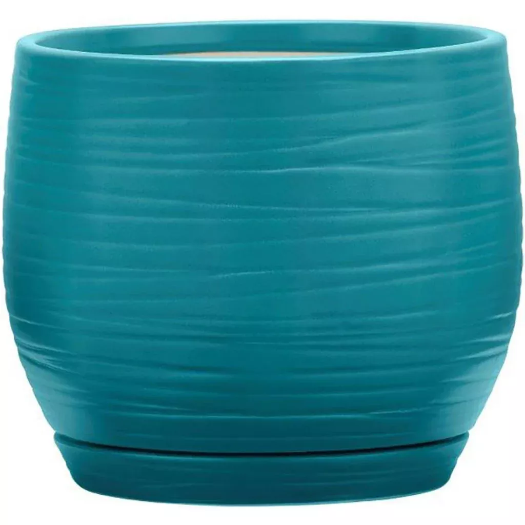Southern Patio Jasper Ceramic Planter, 12 In, Teal