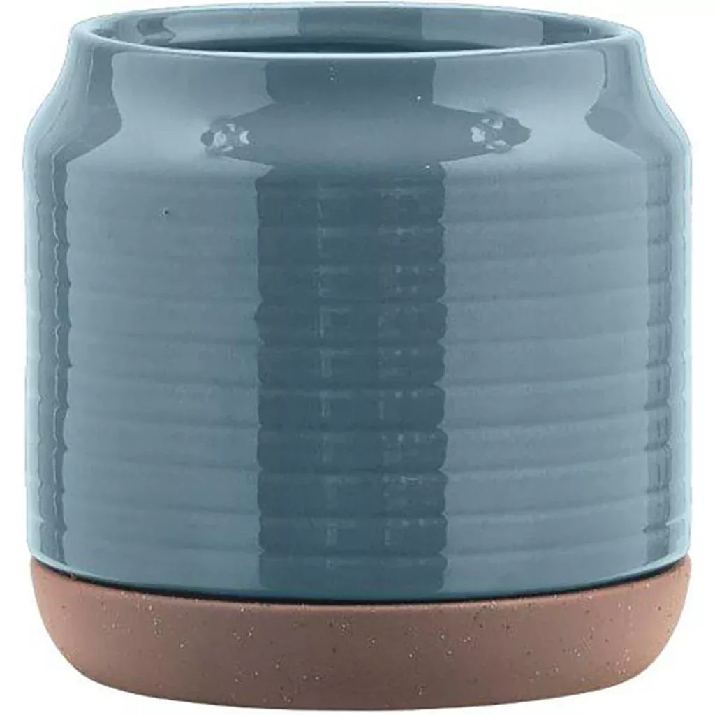 Southern Patio Oakland Ceramic Planter Blue 6 in