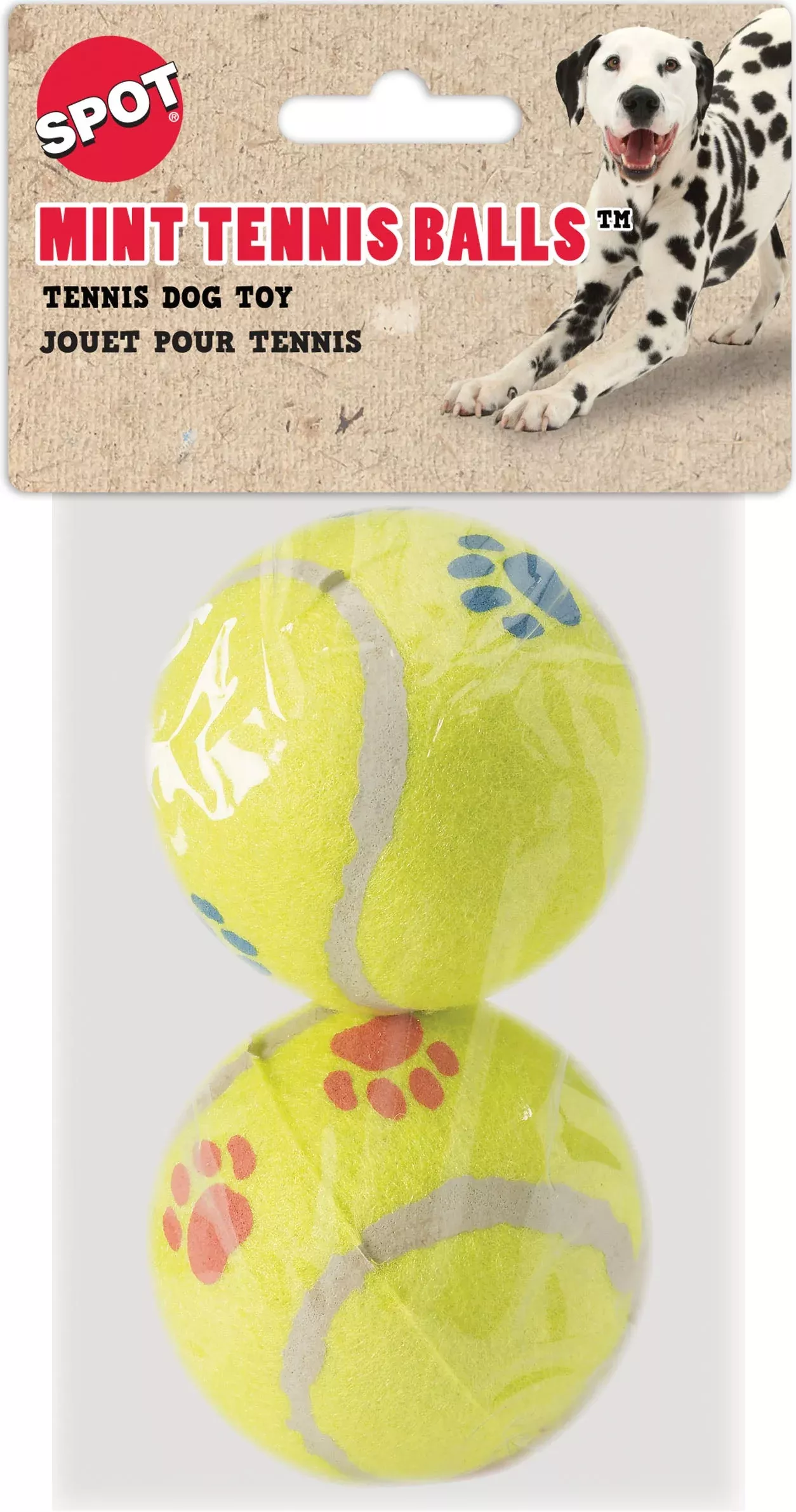Spot Paw Print Tennis Balls, Mint, 2.5 in, 2 Pack